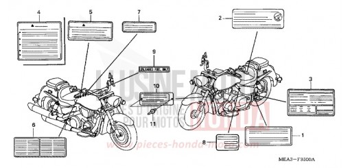 ETIQUETTE DE PRECAUTIONS VTX1300S3 de 2003